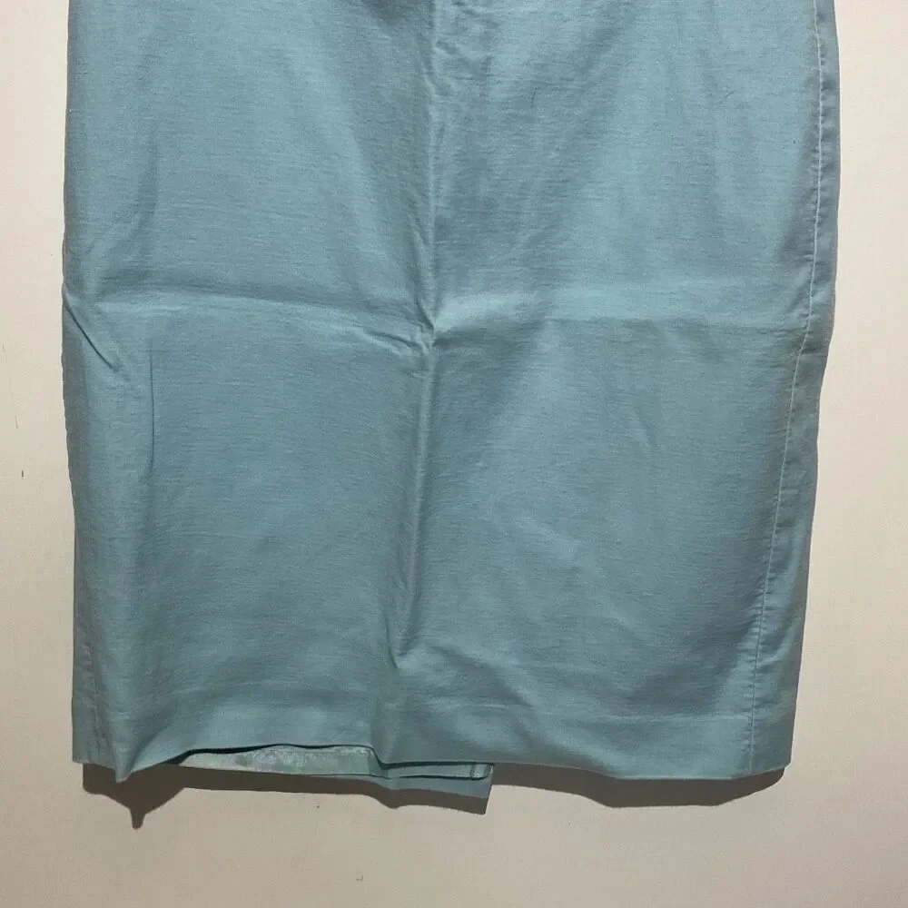 Ann Taylor Women's Light Blue Cotton Blend Solid Lined Pencil Skirt Size 8